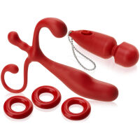 MASAŽÉR PROSTATY - VIBRUJÍCÍ MASTURBÁTOR - PŘÍVĚŠEK + 3 KROUŽKY NA PENIS  - 74736755 - 2