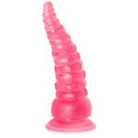 Ohebný texturovaný růžový dildo 21 cm ve tvaru chapadla - 78016721 - 2