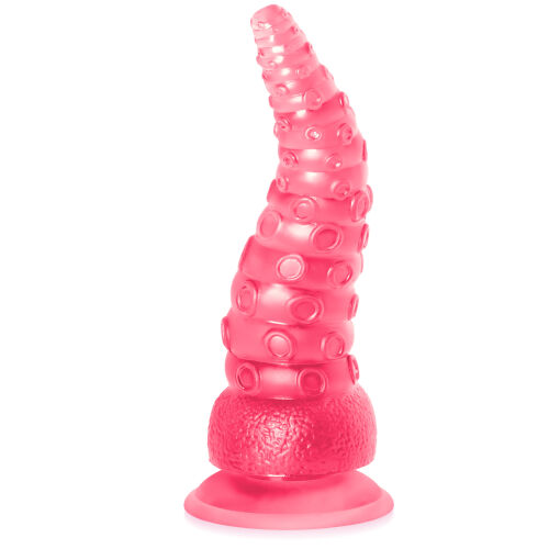 Ohebný texturovaný růžový dildo 21 cm ve tvaru chapadla - 78016721