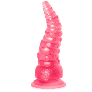 Ohebný texturovaný růžový dildo 21 cm ve tvaru chapadla - 78016721