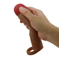 Hnědý realistický návlek na penis pro zvětšení o +5 cm - 78925159 - 5