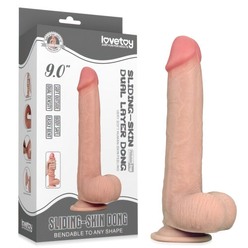 Superrealistické dildo 23 cm penis s pohyblivou předkožkou - 71377717