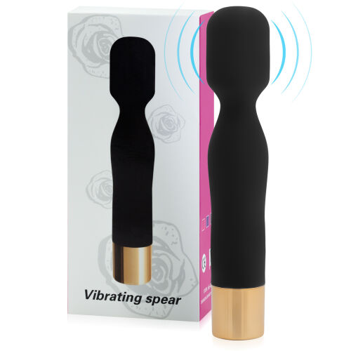 Černý mini masážní wand 10 funkcí vodotěsný 14,5 cm - 73657780