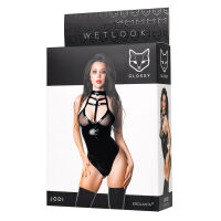 Glossy Jodi Wetlook černé body s chokerem erotické prádlo - 71447701 - 4