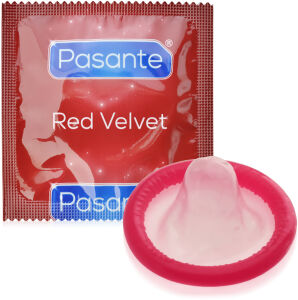 PASANTE RED VELVET - ČERVENÉ LATEXOVÉ KONDOMY - 1 KS  - 76588160