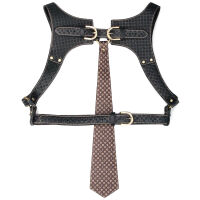 Rebellion smyslný kožený postroj s kravatou a kroužkem BDSM - 79373440 - 5
