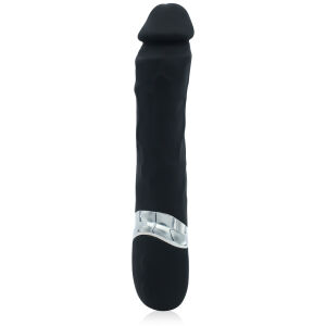 Flexibilní vibrátor černý silný žilnatý vibrační penis 23 cm 7 funkcí - 72139315