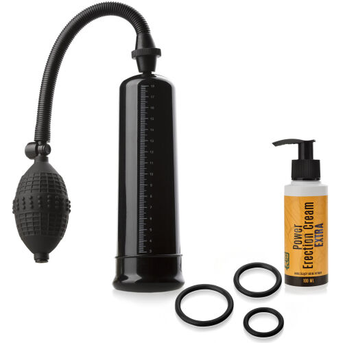 Erekční sada: Vakuová pumpa na penis, Krém na erekci a Erekční kroužky - 71141028