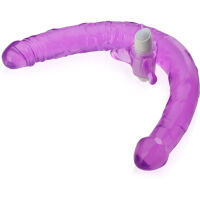 VIBRAČNÍ DVOUSTRANNÉ LESBICKÉ DILDO DVA PENISY S MASAŽÉREM KLITORISU GELOVÝ DONG  - 79788108 - 2