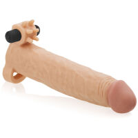 PENIS DELŠÍ O 5 CM - UNIKÁTNÍ NÁVLEK NA PENIS S VIBRACEMI A MASÁŽNÍMI VÝSTUPKY TĚLOVÁ BARVA - 72884604 - 2