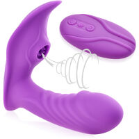 VIBRÁTOR S FUNKCÍ SÁNÍ A NAHŘÍVÁNÍ DO 45°C, SACÍ MASAŽÉR VAGINÁLNĚ-KLITORÁLNÍ FIALOVÁ BARVA - 71515799 - 6