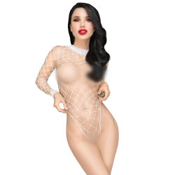 Penthouse Scandalous - síťované svůdné body bílé - 74992141