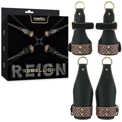 Rebellion kožená sada pro bondáž pod matraci v posteli BDSM - 76141648