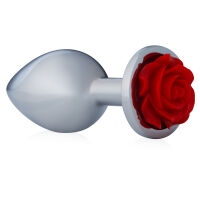 Elegantní ocelový anální kolík s růží 9 cm - 71737640 - 3