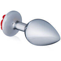 Elegantní ocelový anální kolík s růží 9 cm - 71737640 - 2