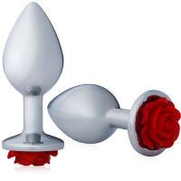 Elegantní ocelový anální kolík s růží 9 cm - 71737640 - 4