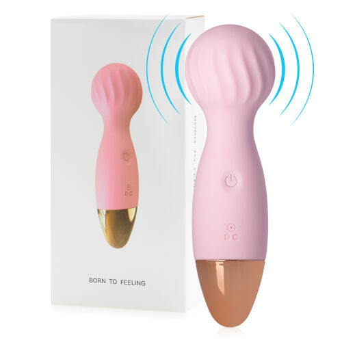 Růžový mini wand masážní přístroj 12 funkcí vodotěsný 14 cm - 73507771