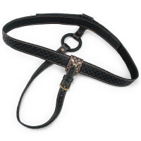 Rebellion regulovaný kožený pás strap-on se zlatými detaily a kroužkem - 75401269 - 9