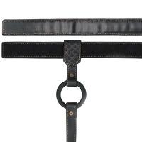 Rebellion regulovaný kožený pás strap-on se zlatými detaily a kroužkem - 75401269 - 4