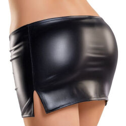 Sexy černá minisukně Glossy Wetlook Camren - 77327658