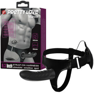 Černý vibrující strap-on umělý penis pegging + dálkový ovladač - 74011327