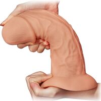 OBROVSKÉ DILDO 6,6cm PRŮMĚR ZAHNUTÝ PENIS XXXL SE SILNOU PŘÍSAVKOU - 78197318 - 2