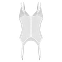 Obsessive Arrowel bílý korzet s krajkou + podvazkové pásy - 75861447 - 3