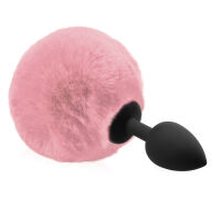 Růžový silikonový anální kolík s bambulí anal plug 12 cm - 78071194 - 2