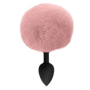 Růžový silikonový anální kolík s bambulí anal plug 12 cm - 78071194