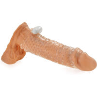 VIBRAČNÍ NÁVLEK PRODLUŽUJÍCÍ PENIS O 2 CM  S VÝČNĚLKY  - 70043967 - 2