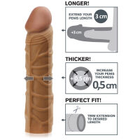 NÁVLEK Z KŮŽE CYBERSKIN PRODLUŽUJÍCÍ ZVĚTŠUJÍCÍ OBJEM PENISU REALISTICKÝ TVAR HNĚDÁ BARVA- 74720601 - 6