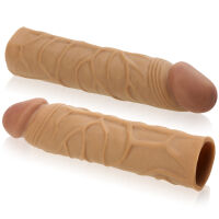 NÁVLEK Z KŮŽE CYBERSKIN PRODLUŽUJÍCÍ ZVĚTŠUJÍCÍ OBJEM PENISU REALISTICKÝ TVAR HNĚDÁ BARVA- 74720601 - 7