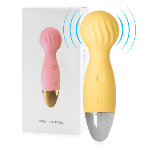 Žlutý mini masážní wand 12 funkcí vodotěsný 14 cm - 78419081