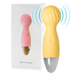 Žlutý mini masážní wand 12 funkcí vodotěsný 14 cm - 78419081