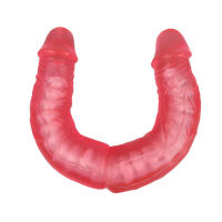 Růžový dvojitý realistický dildo s ohebnou kostrou, 38 cm - 76919397 - 2