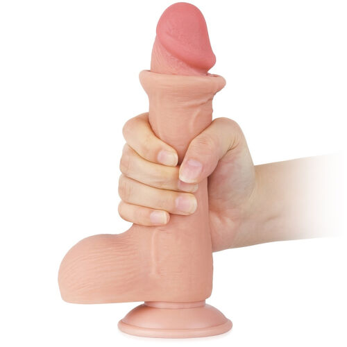 Dildo 19,5 cm, superrealistický penis s velkými varlaty - 77950502