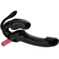 SAMONOSNÝ STRAP-ON VIBRÁTOR PRO LESBIČKY S ANÁLNÍM STIMULÁTOREM - 10 FUNKCÍ  - 76389291 - 3