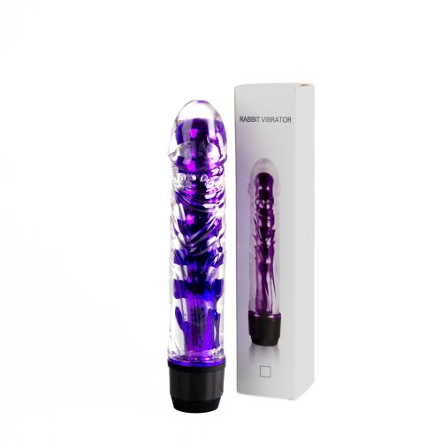 Gelový vibrátor s výstupky a plynulou regulací vibrací 18 cm - 73106772