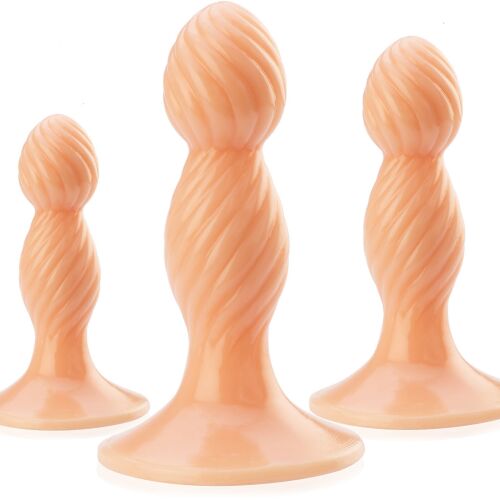 SADA 3 ANÁLNÍCH KOLÍKŮ NA PŘÍSAVKÁCH VROUBKOVANÉ PLUGY  – 74152773