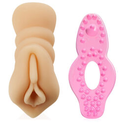 Sada pro muže umělá vagína + erekční kroužek - 74025299