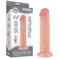 Dildo 20 cm, superrealistický penis s pohyblivou kůží - 79854647