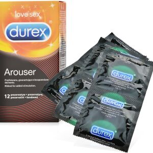 DUREX AROUSER - 12 KUSŮ - VROUBKOVANÉ KONDOMY PRO NEZAPOMENUTELNÉ PROŽITKY  - 78487096