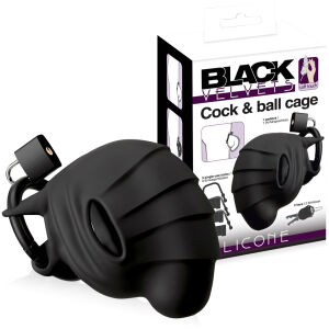 Černá silikonová klec na penis a varlata pás cudnosti BDSM - 70831811