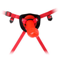 Strap-on s červeným realistickým dildem 21 cm BDSM LGBT - 71857435 - 4