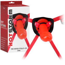 Strap-on s červeným realistickým dildem 21 cm BDSM LGBT - 71857435