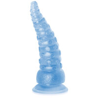 Ohebné texturované modré dildo 21 cm ve tvaru chapadla - 76849946 - 2