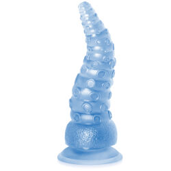 Ohebné texturované modré dildo 21 cm ve tvaru chapadla - 76849946