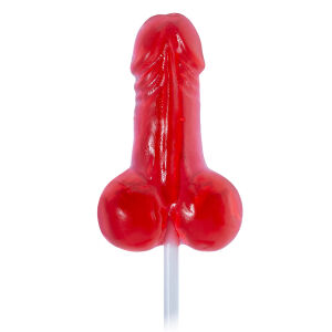 Jahodové lízátko ve tvaru penisu vtipný dárek - 79004799