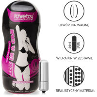 VIBRUJÍCÍ MASTURBÁTOR - S FUNKCÍ SÁNÍ - ŠŤAVNATÁ VAGÍNA V TUBĚ + GEL  - 73178382 - 2