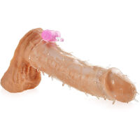 MĚKKÝ GELOVÝ NÁVLEK NA PENIS S HROTY + VIBRAČNÍ STIMULÁTOR KLITORISU  - 76305301 - 2